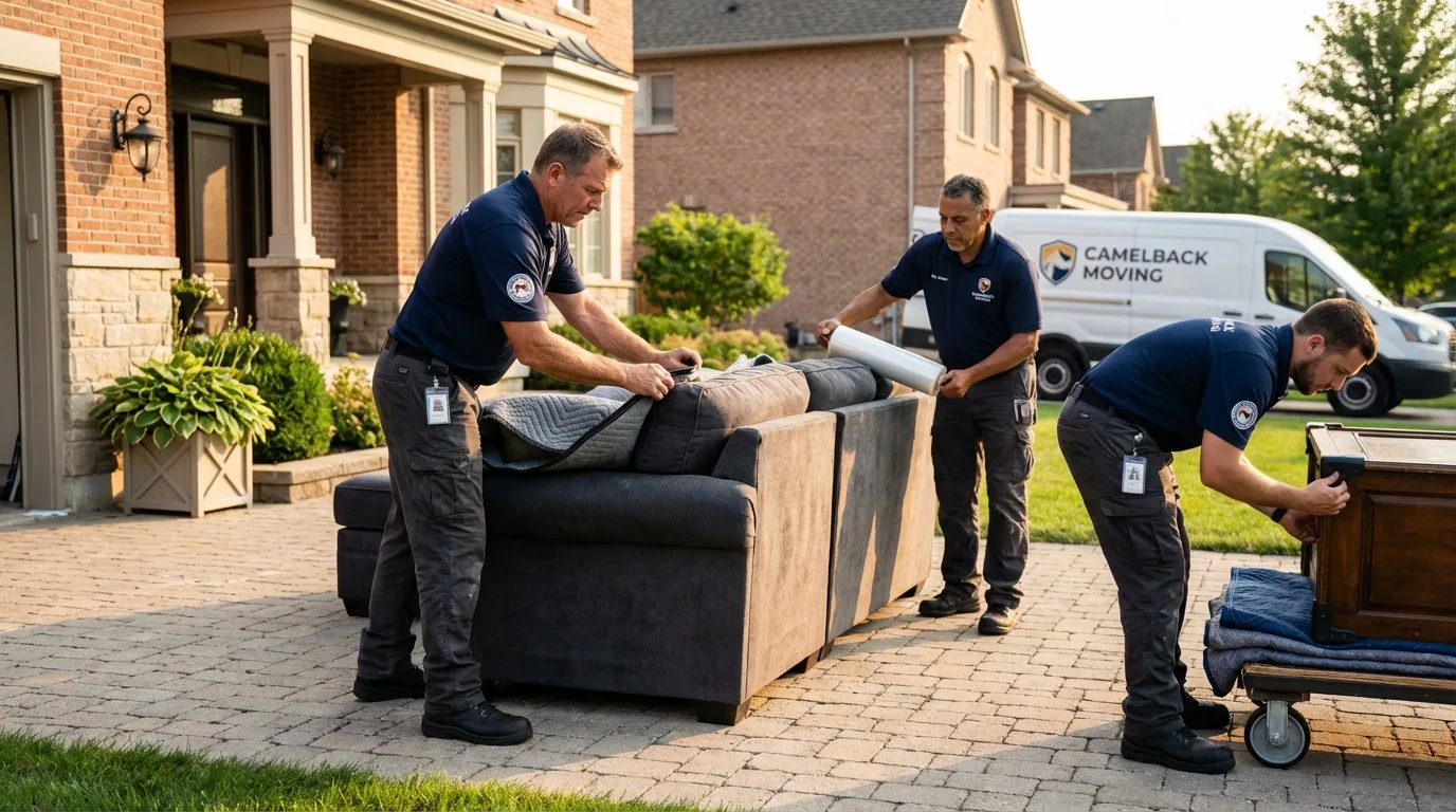 Large estate moving crew wrapping furniture in Anderson, IN